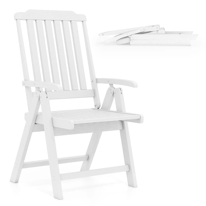 Foldable Patio Chair All-Weather HDPE Outdoor Dining Chair with Armrest by DirectDeals
