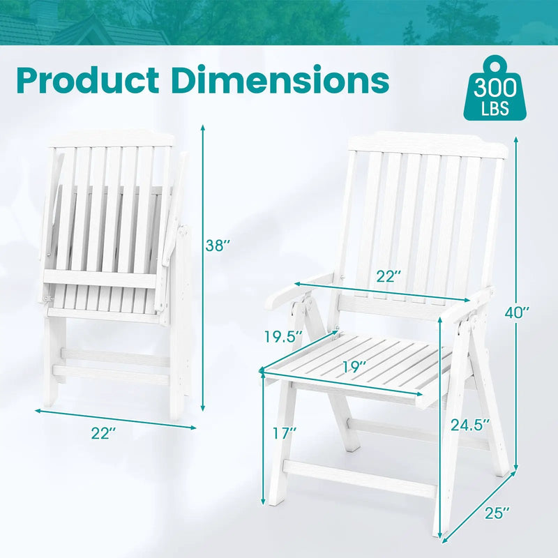 Foldable Patio Chair All-Weather HDPE Outdoor Dining Chair with Armrest by DirectDeals