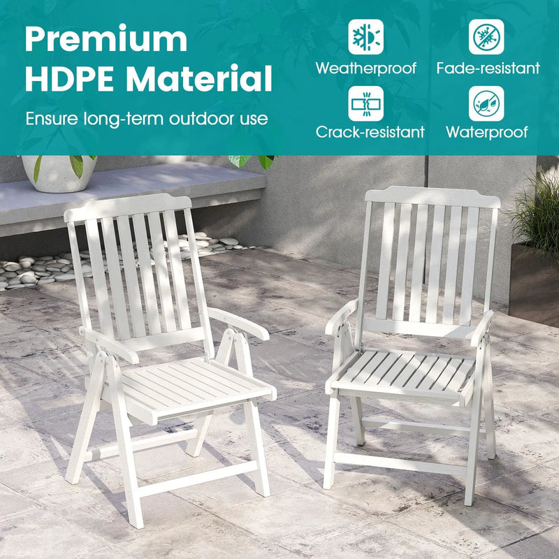 Foldable Patio Chair All-Weather HDPE Outdoor Dining Chair with Armrest by DirectDeals
