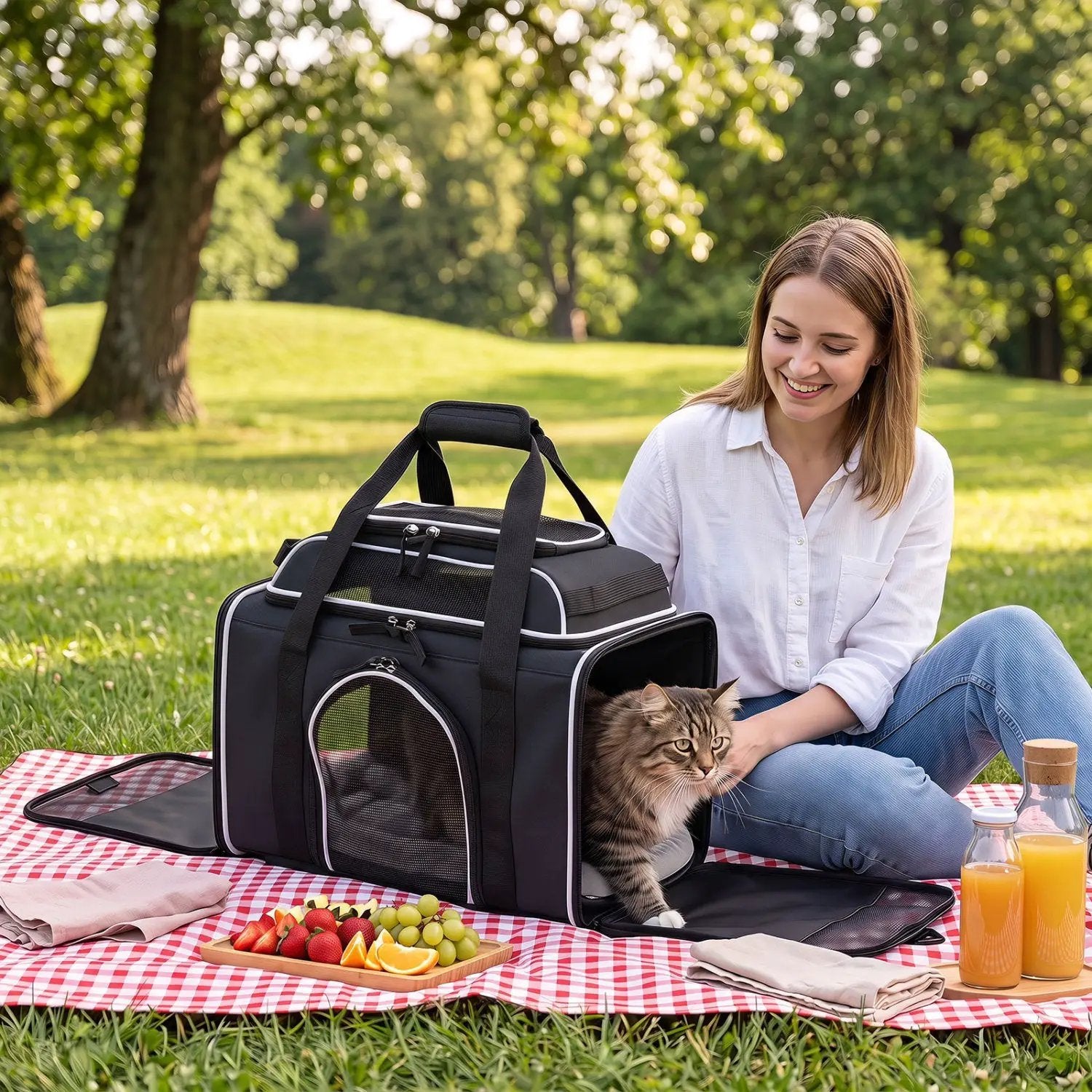 Rolling Pet Carrier with Wheels for Cats and Small Dogs by DirectDeals
