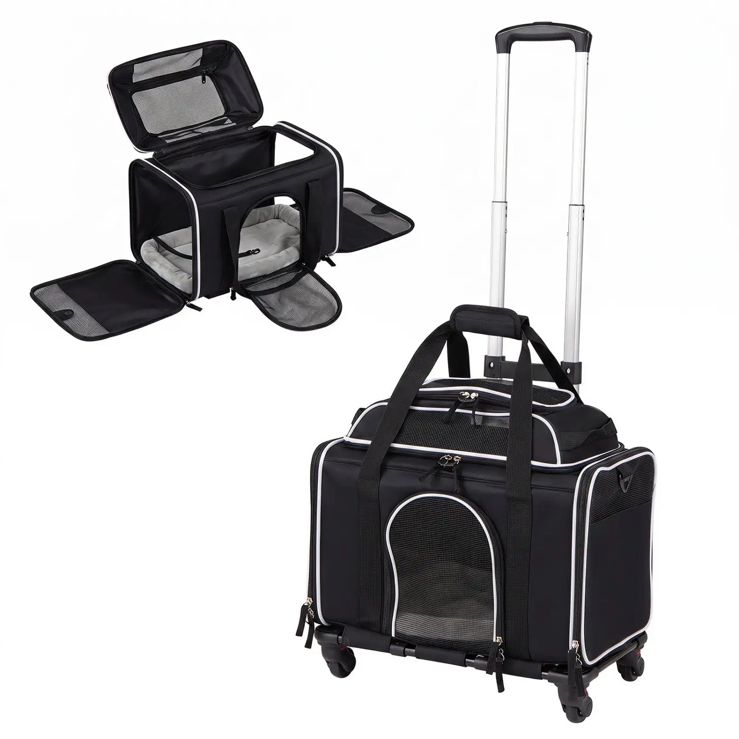 Rolling Pet Carrier with Wheels for Cats and Small Dogs by DirectDeals