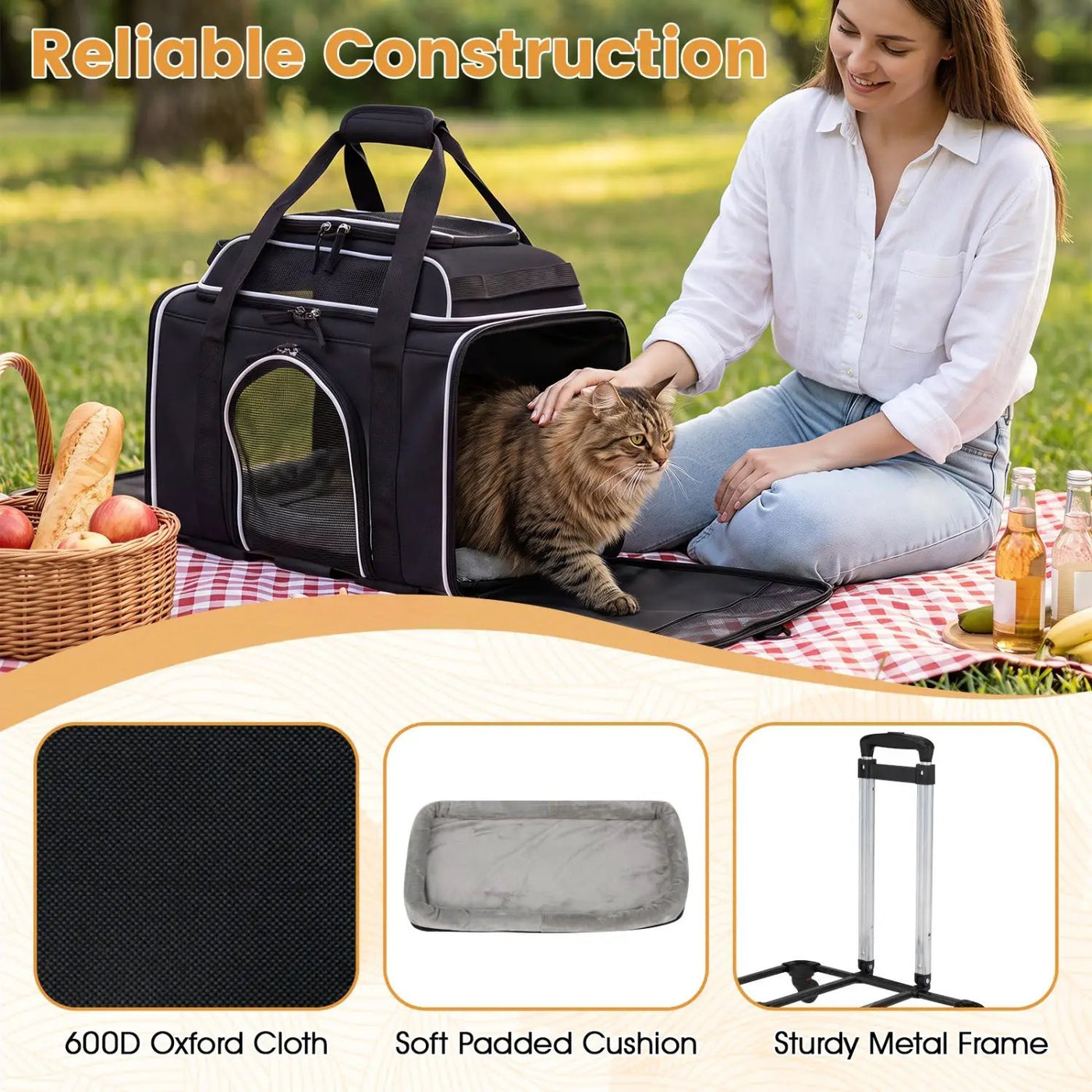 Rolling Pet Carrier with Wheels for Cats and Small Dogs by DirectDeals
