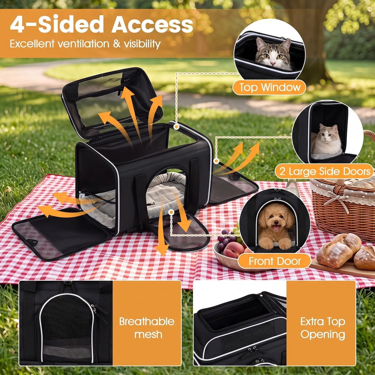 Rolling Pet Carrier with Wheels for Cats and Small Dogs by DirectDeals