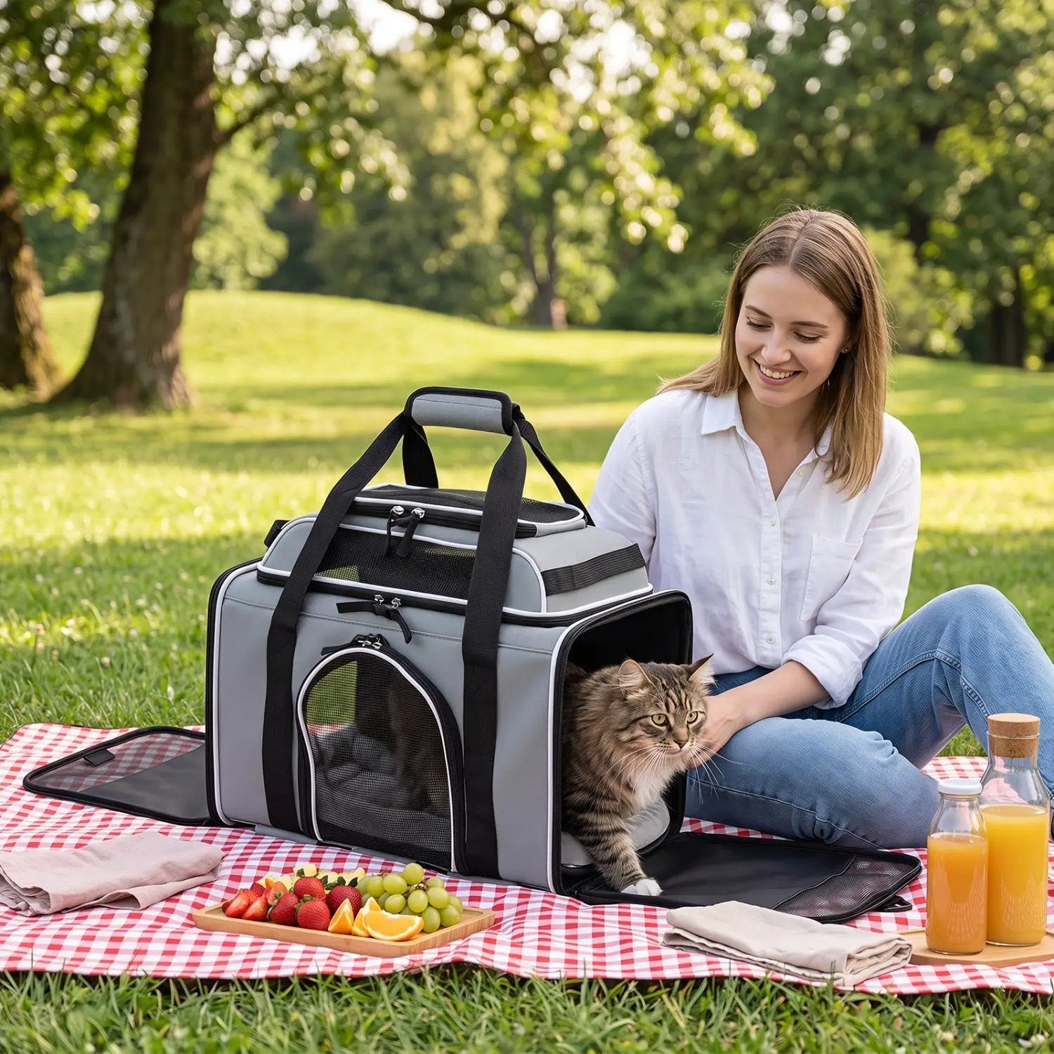 Rolling Pet Carrier with Wheels for Cats and Small Dogs by DirectDeals