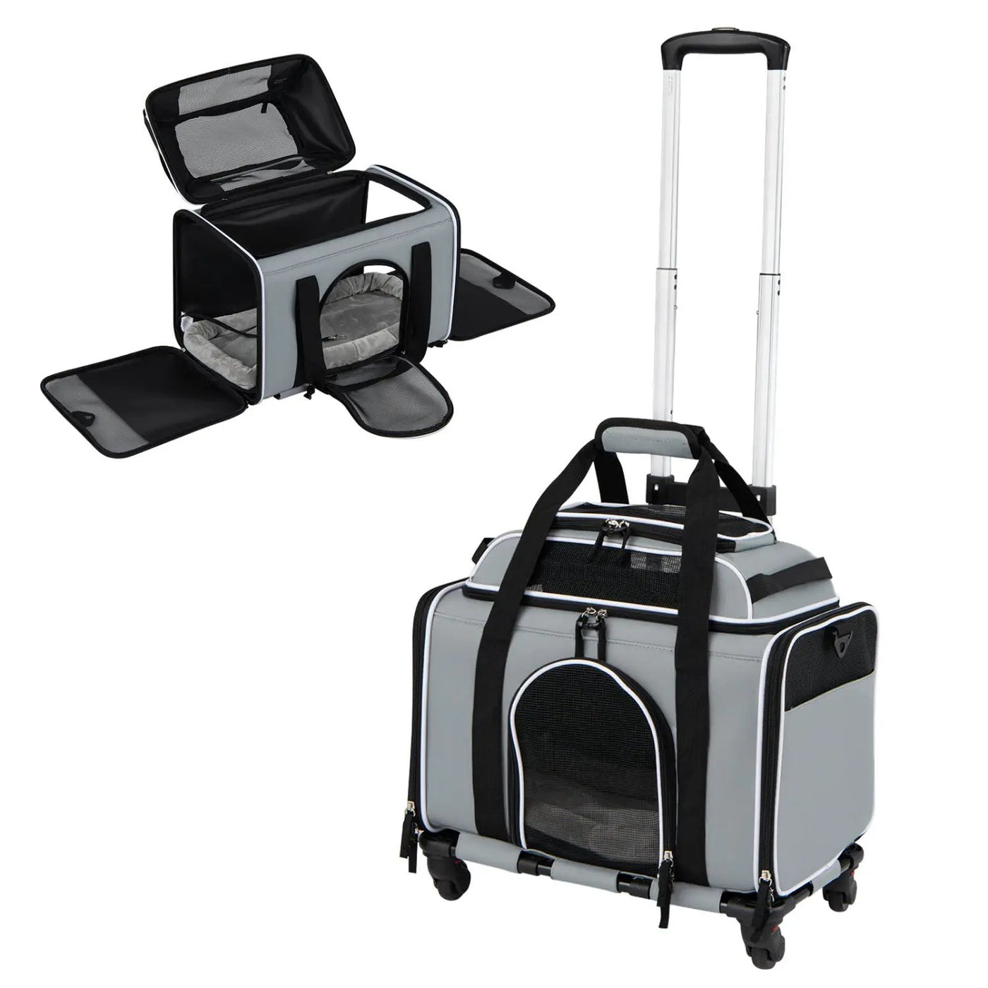 Rolling Pet Carrier with Wheels for Cats and Small Dogs by DirectDeals