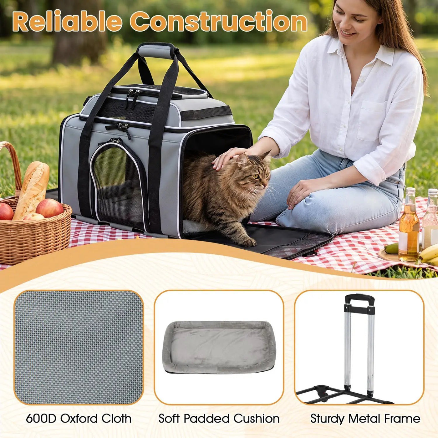 Rolling Pet Carrier with Wheels for Cats and Small Dogs by DirectDeals