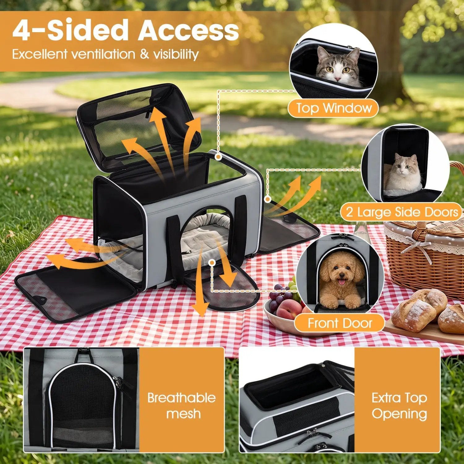 Rolling Pet Carrier with Wheels for Cats and Small Dogs by DirectDeals