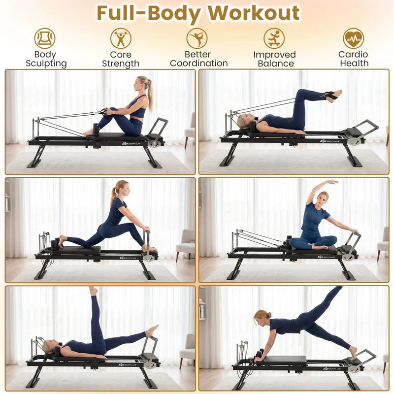 Foldable Pilates Reformer Machine for Home Gym Large Pilates Equipment by DirectDeals