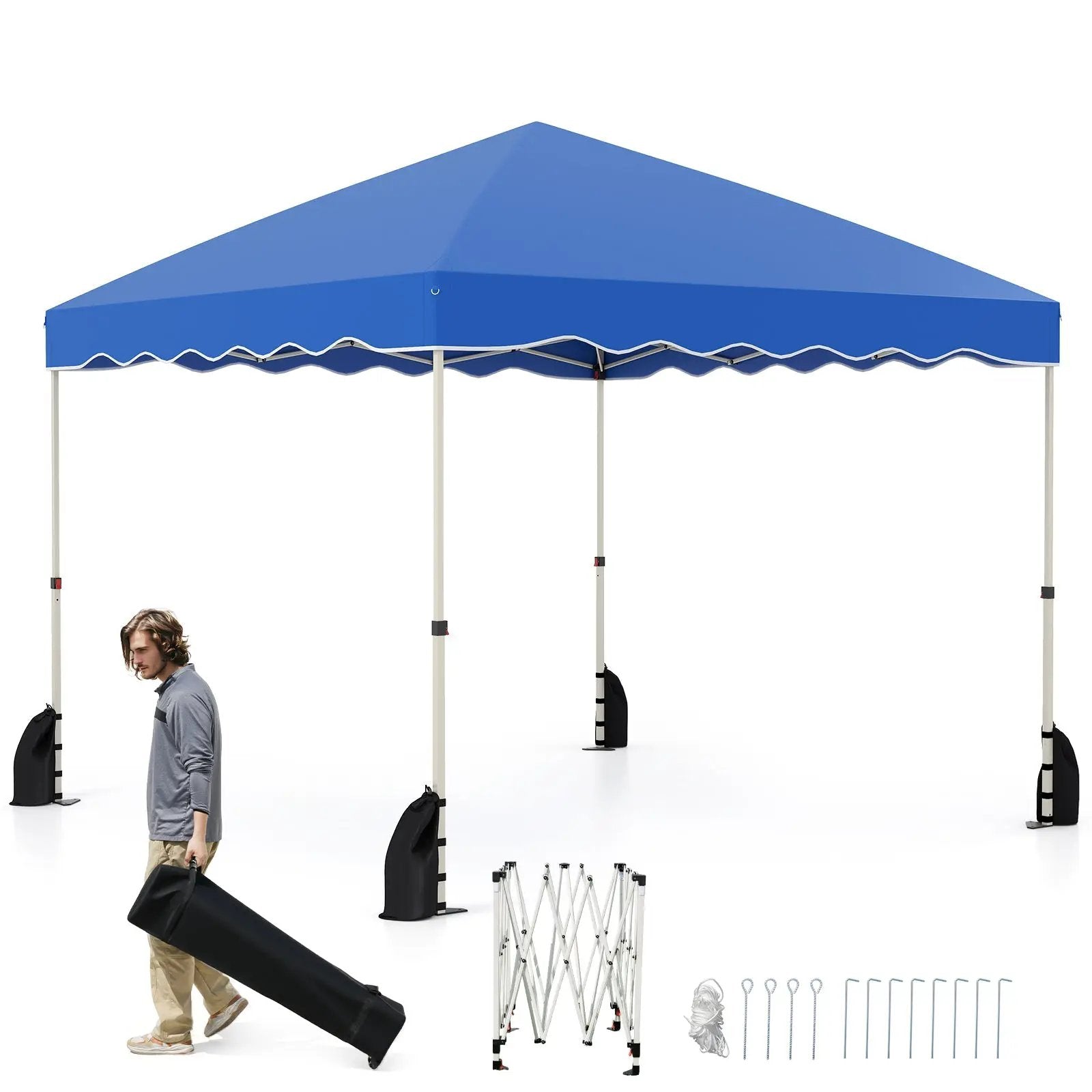 Foldable 10 X 10 Feet Pop up Canopy Tent with Wheeled Bag by DirectDeals