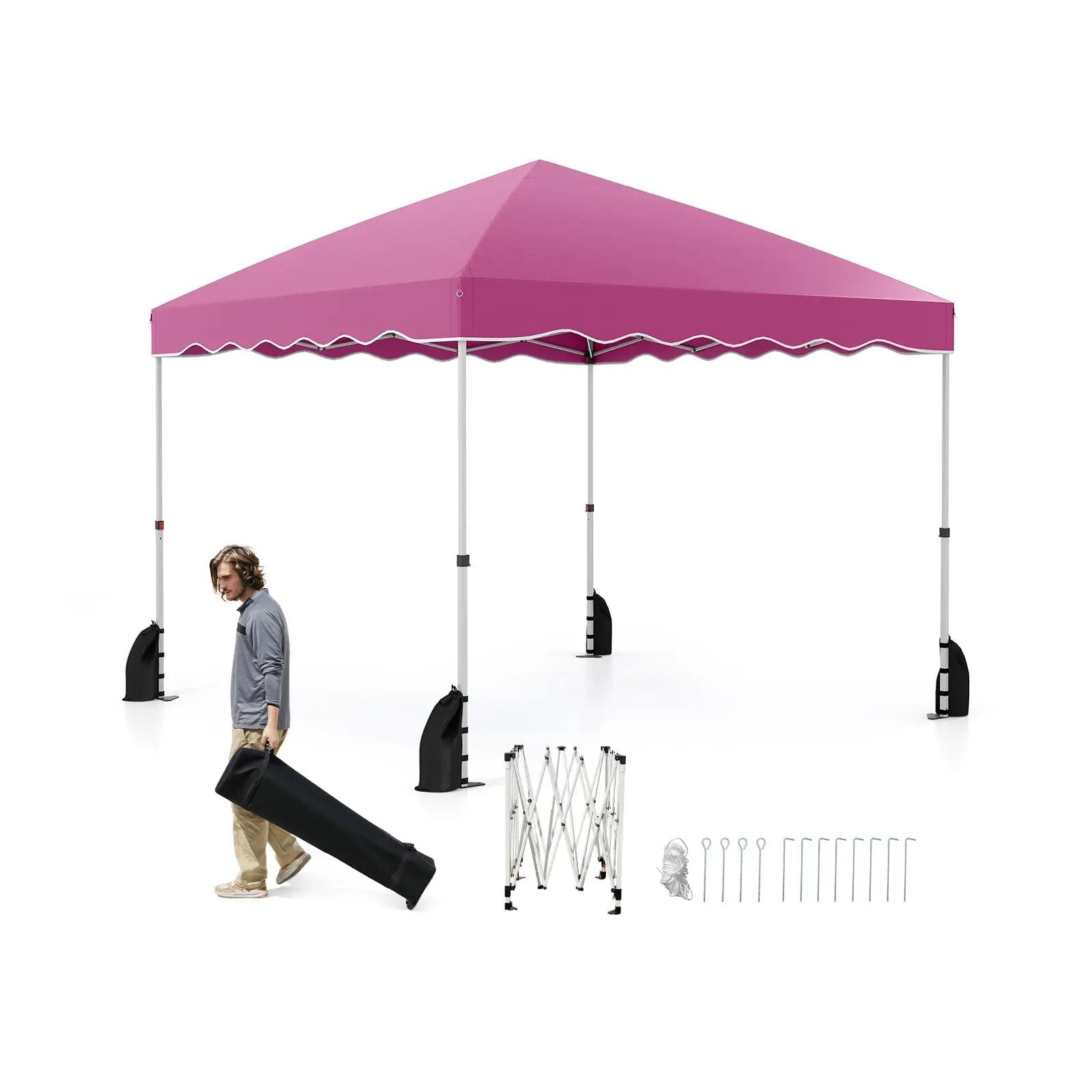 Foldable 10 X 10 Feet Pop up Canopy Tent with Wheeled Bag by DirectDeals