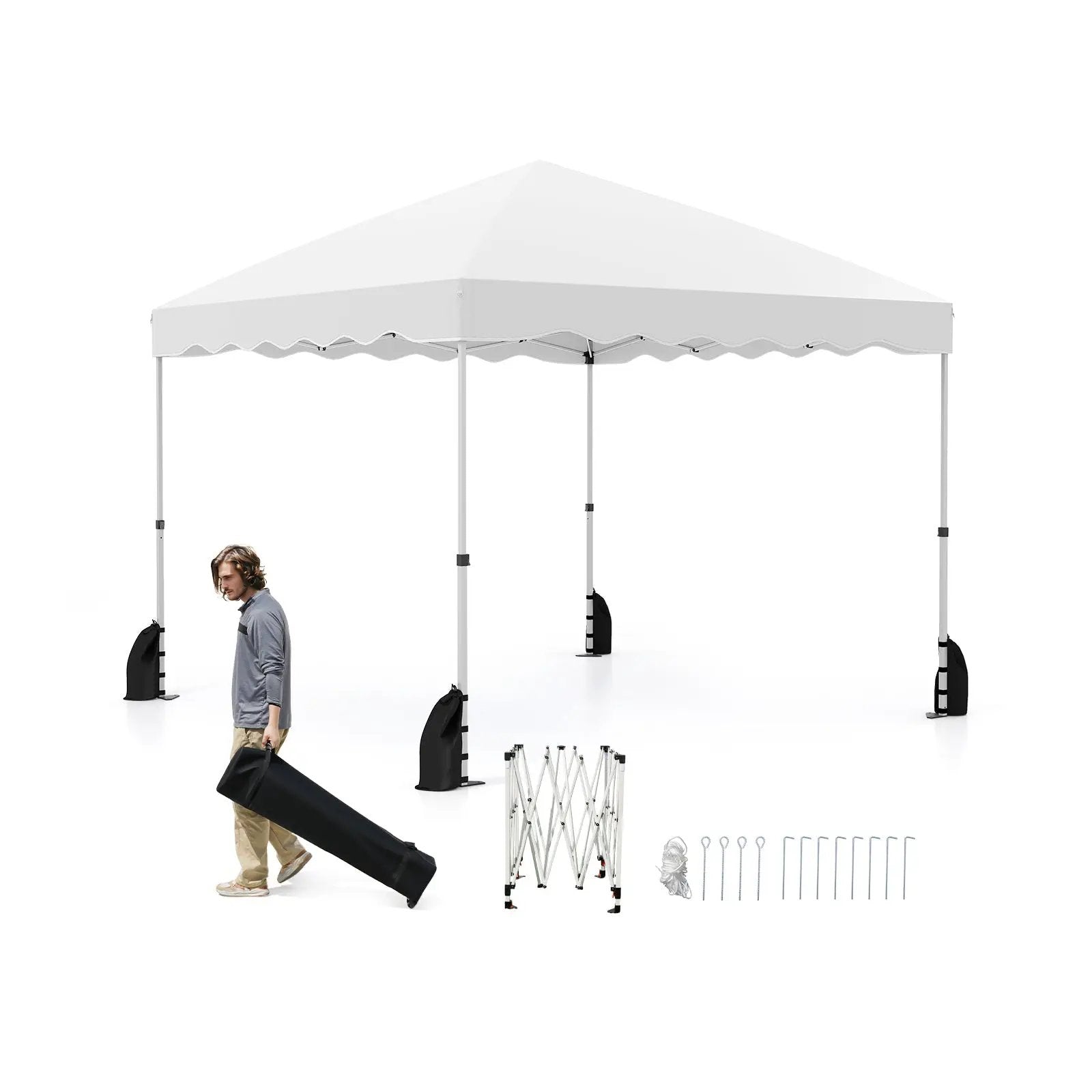 Foldable 10 X 10 Feet Pop up Canopy Tent with Wheeled Bag by DirectDeals