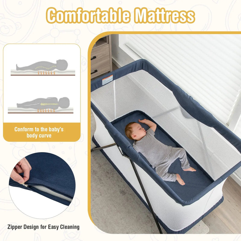 Baby Foldable Playpen with Removable Mattress and Washable Cover by DirectDeals