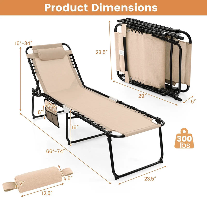 Foldable Recline Lounge Chair with Adjustable Backrest and Footrest by DirectDeals