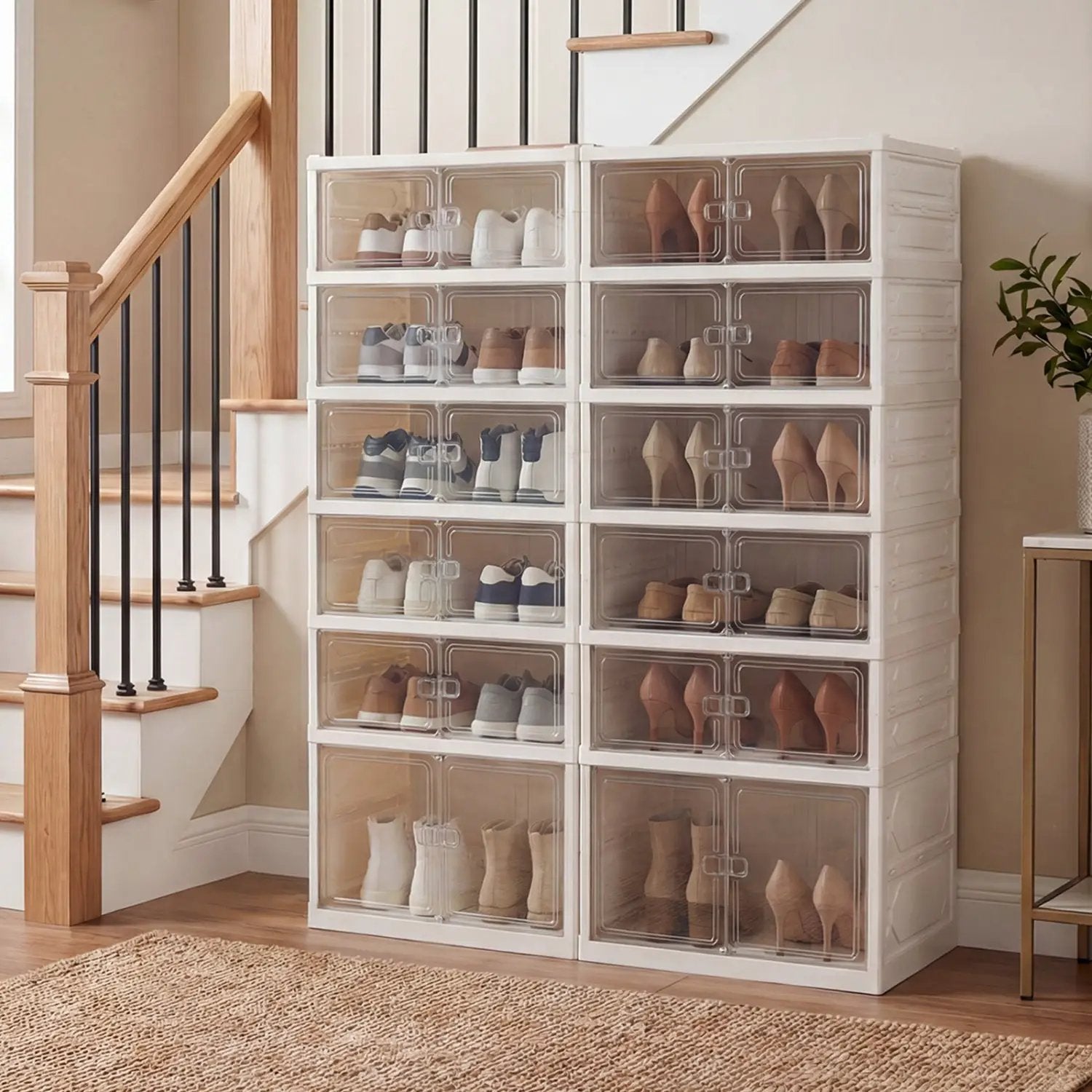 Foldable Shoe Rack Organizer 12-Pair 6-Tier Collapsible Shoe Cabinet by DirectDeals