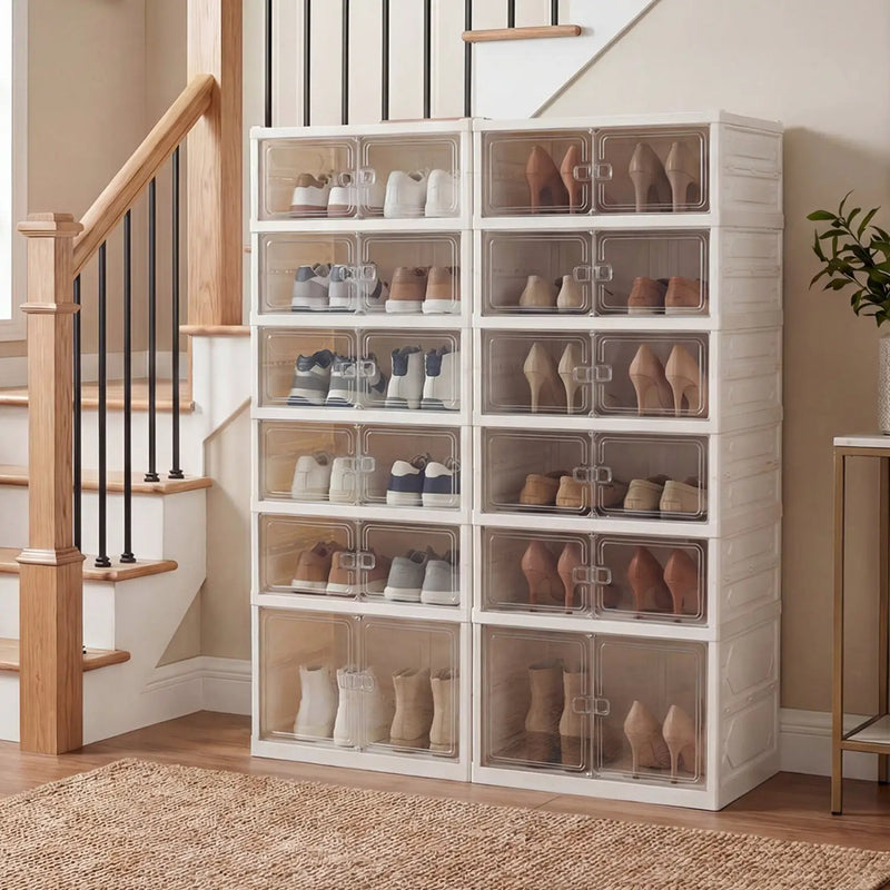 Foldable Shoe Rack Organizer 12-Pair 6-Tier Collapsible Shoe Cabinet by DirectDeals