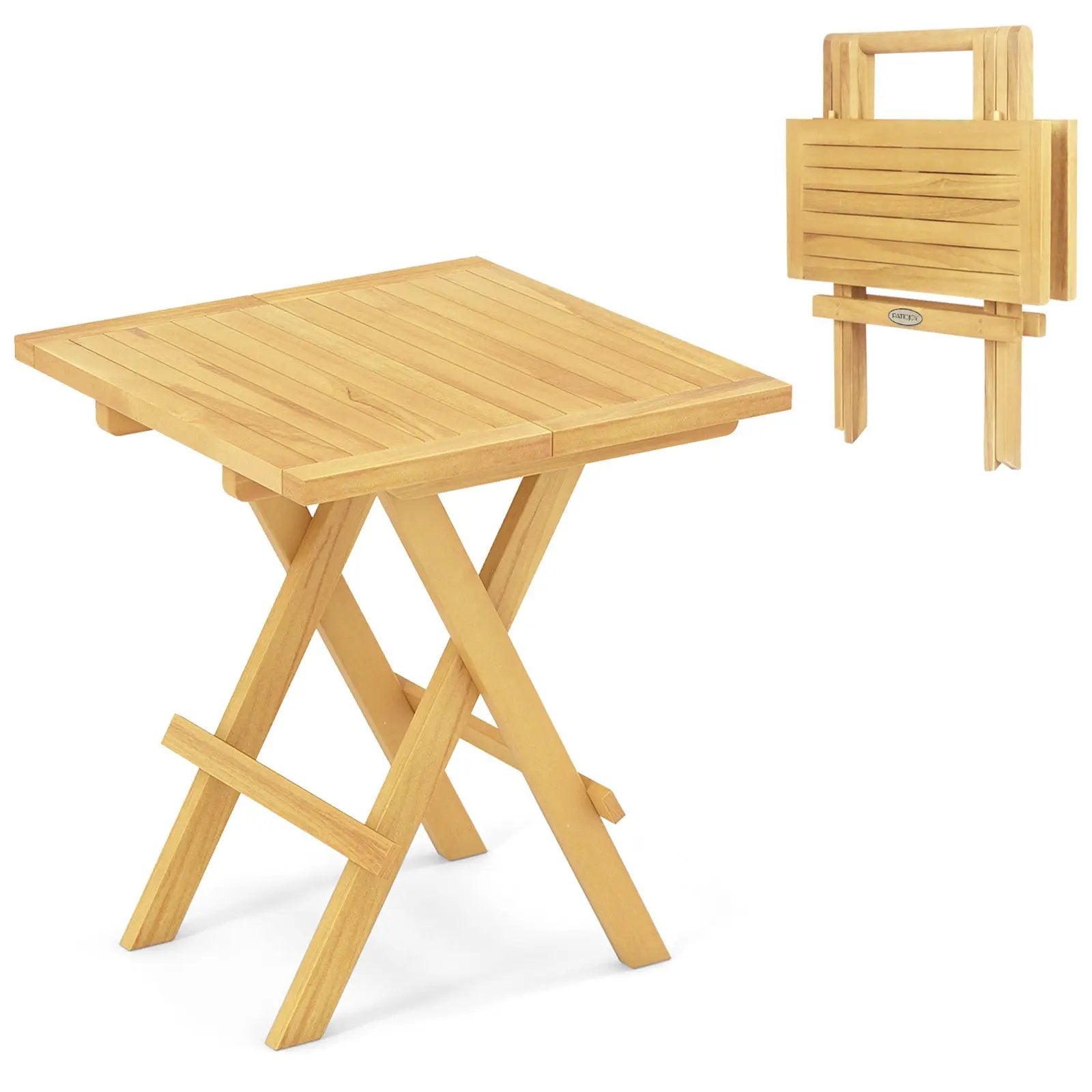 Teak Wood Square Coffee Table with X-shaped Legs and Slatted Tabletop by DirectDeals