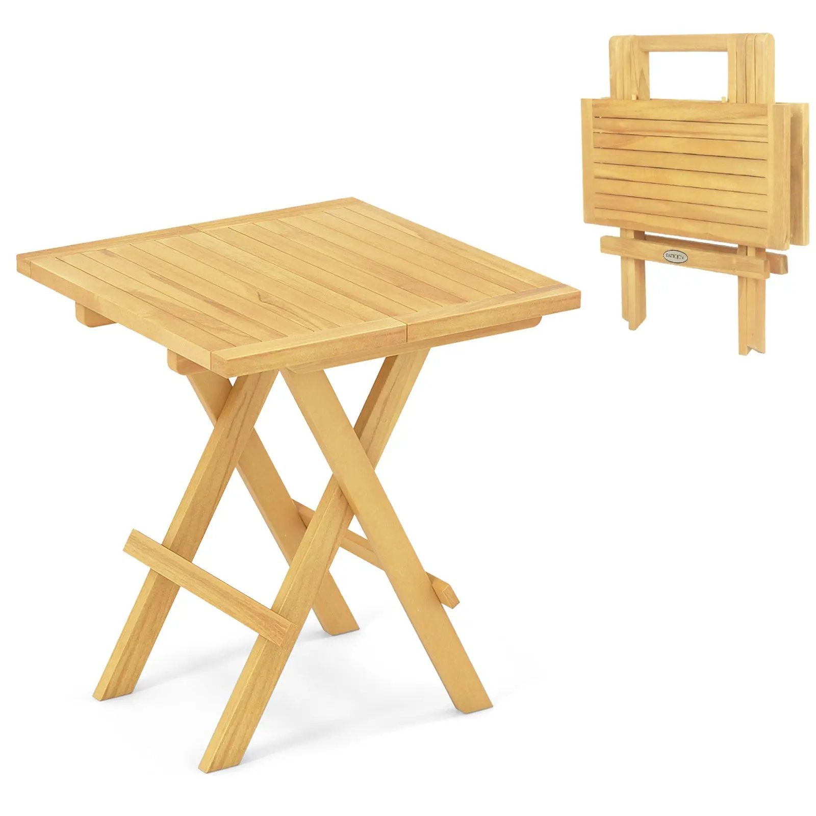 Patio Folding Side Table with X-shaped Legs and Slatted Tabletop by DirectDeals