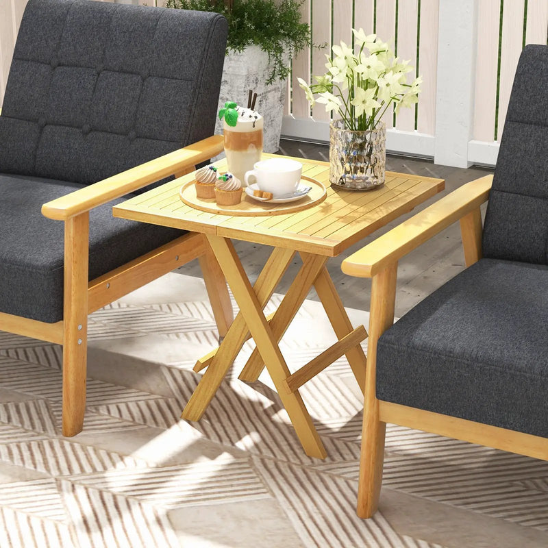 Patio Folding Side Table with X-shaped Legs and Slatted Tabletop by DirectDeals