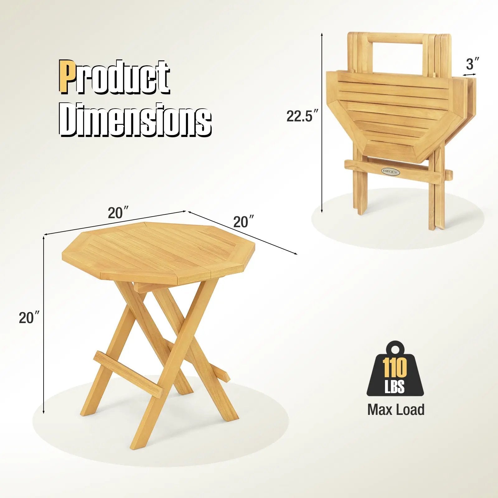 Teak Wood Octagon Coffee Table with X-shaped Legs and Slatted Tabletop by DirectDeals