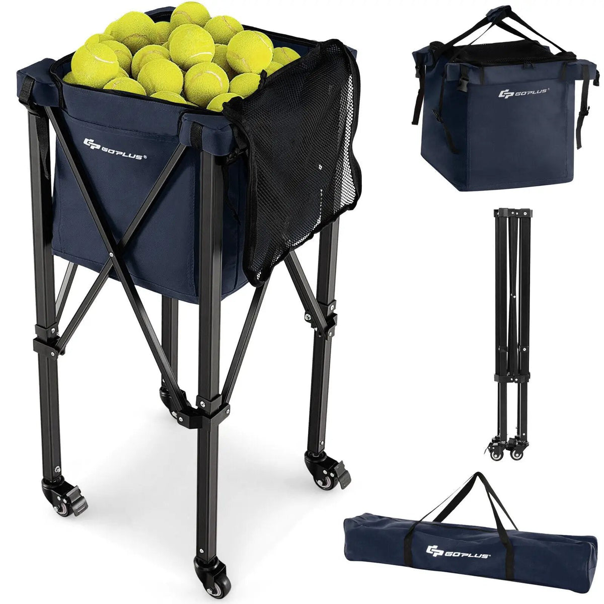 Lightweight Foldable Tennis Ball Teaching Cart with Wheels and Removable Bag, photo 4 of 9