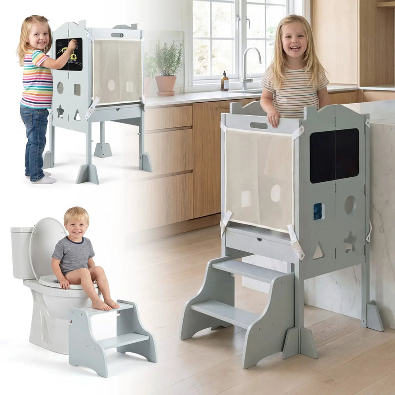 Foldable Toddler Step Stool with Chalkboards 2-Step Stool by DirectDeals