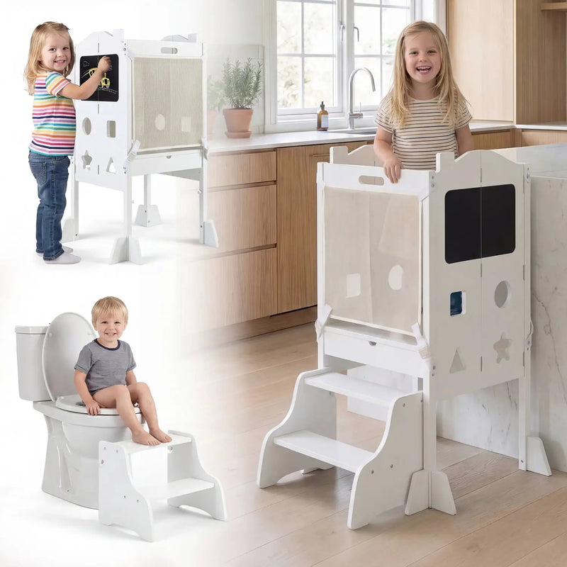 Foldable Toddler Step Stool with Chalkboards 2-Step Stool by DirectDeals