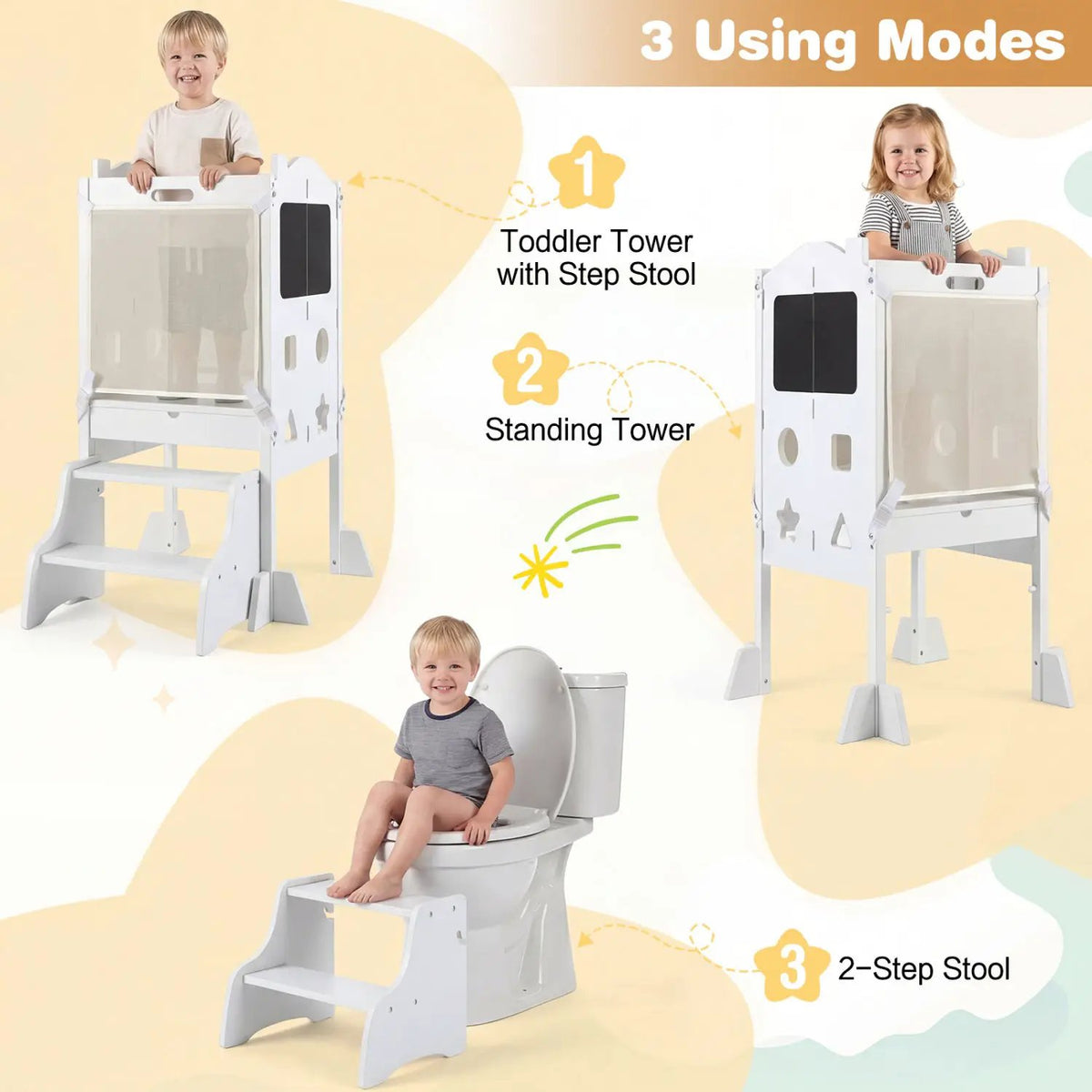Foldable Toddler Step Stool with Chalkboards 2-Step Stool, photo 14 of 16