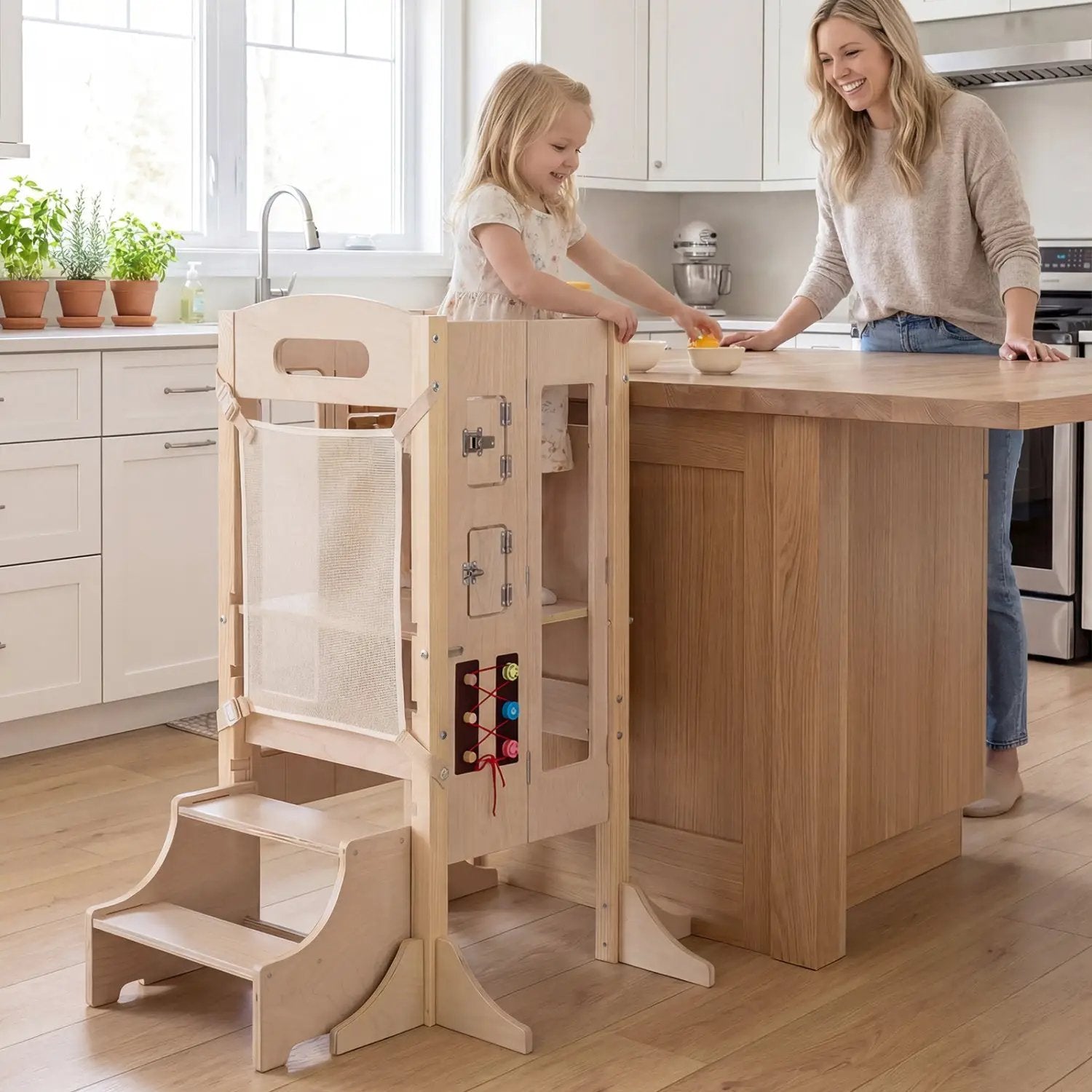 Foldable Toddler Step Stool Wooden Kitchen Standing Tower with 2 by DirectDeals