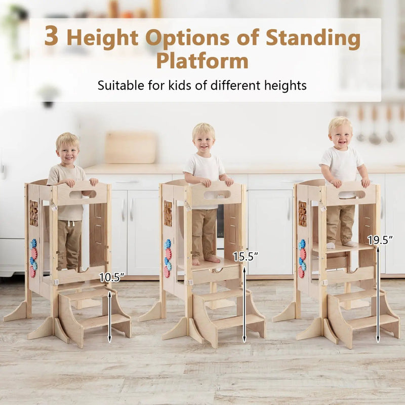 Foldable Toddler Step Stool Wooden Kitchen Standing Tower with 2 by DirectDeals