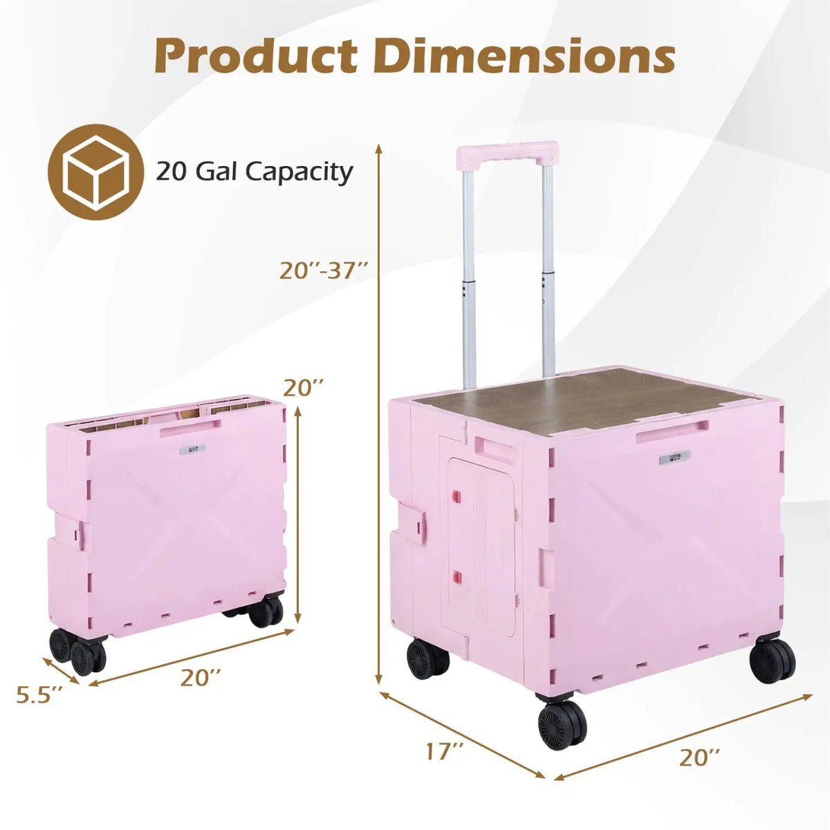 Foldable Utility Cart on 4 Rotate Wheels with Cup Holder, photo 5 of 24