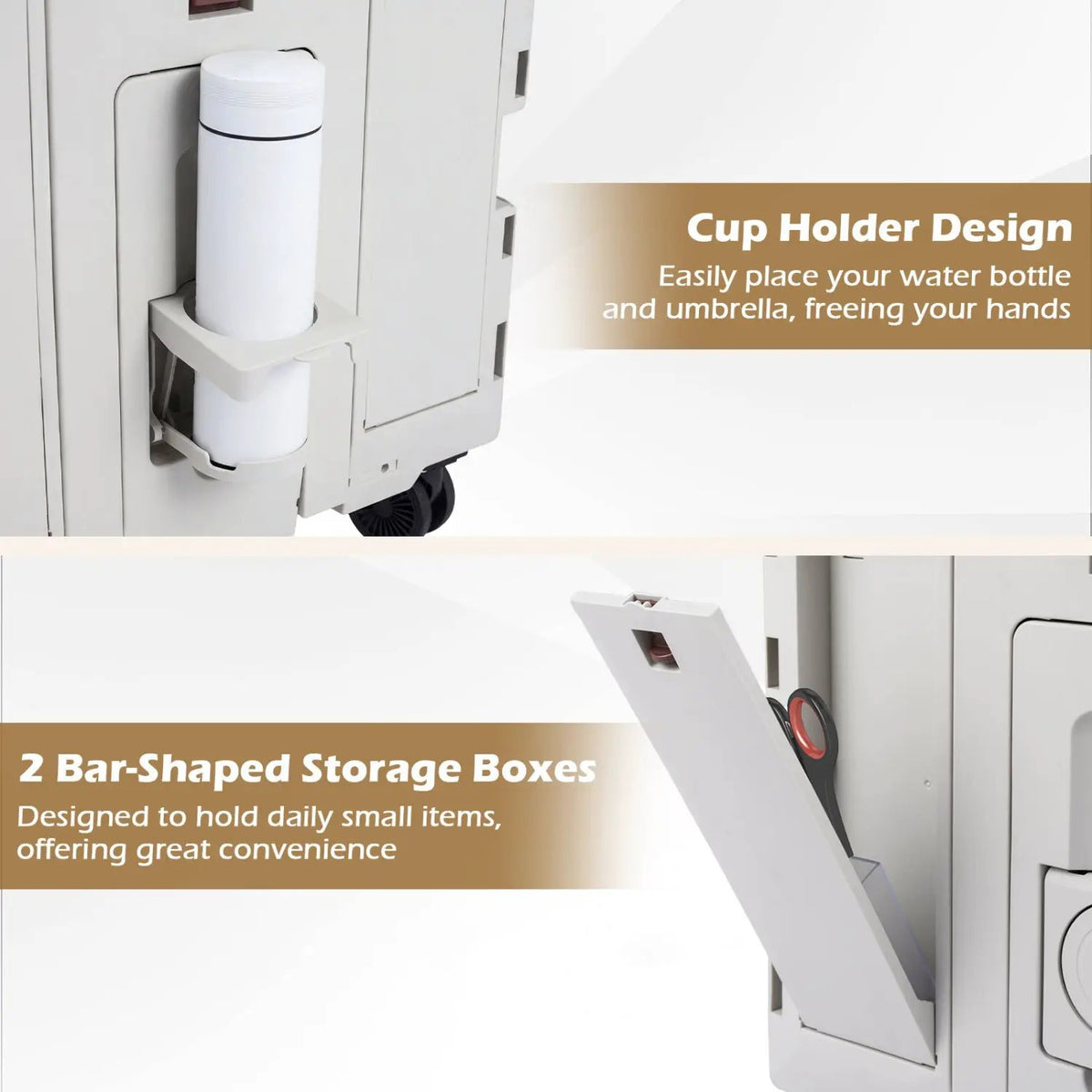 Foldable Utility Cart on 4 Rotate Wheels with Cup Holder, photo 16 of 24