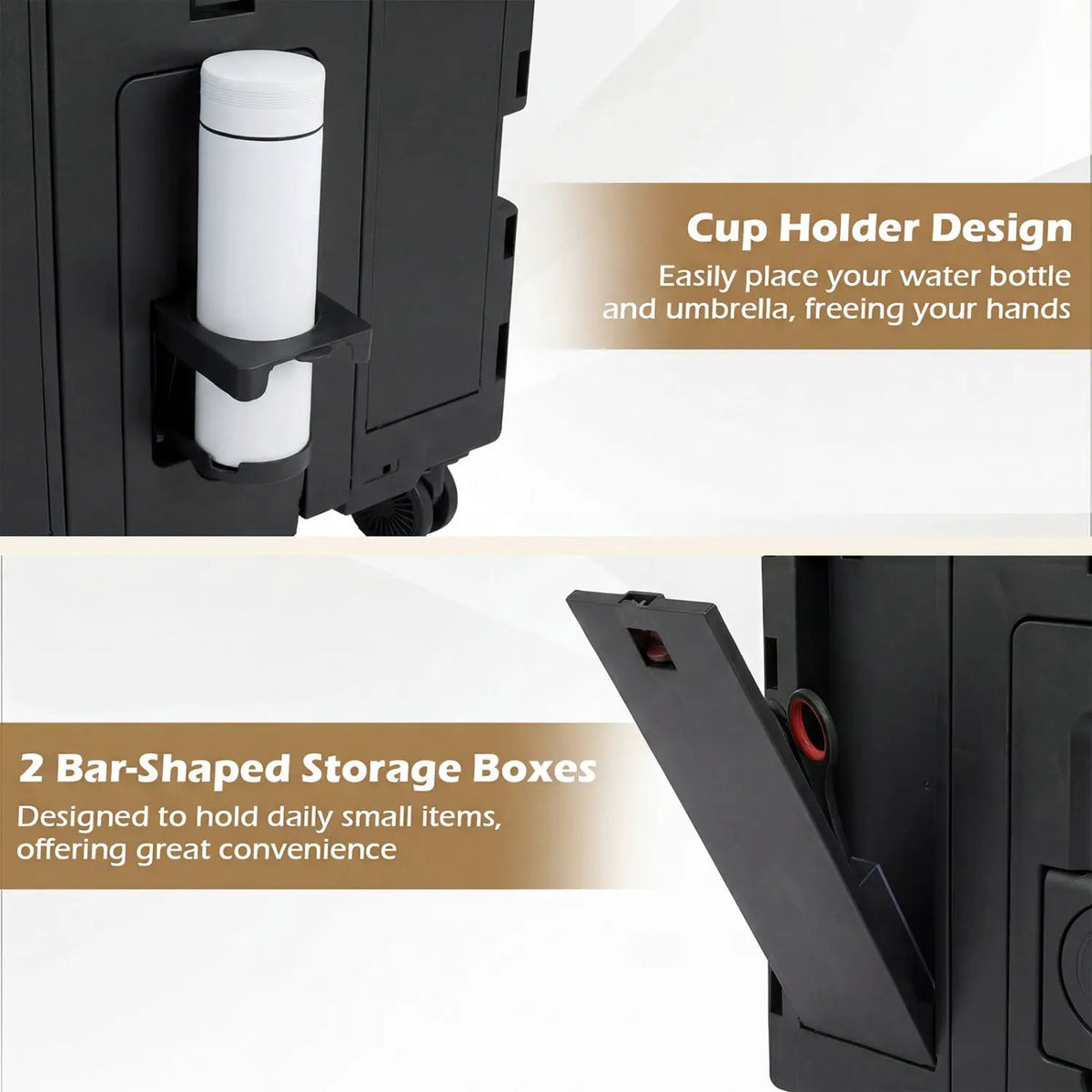 Foldable Utility Cart on 4 Rotate Wheels with Cup Holder, photo 23 of 24