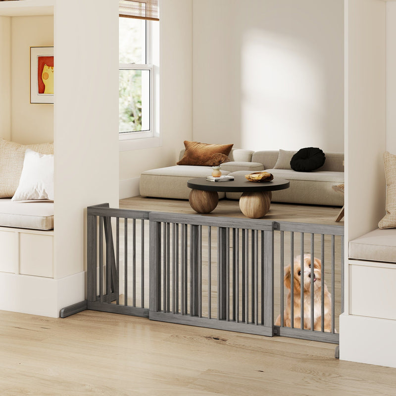 Adjustable 3-Panel Wood Pet Gate - Foldable Dog Fence by DirectDeals