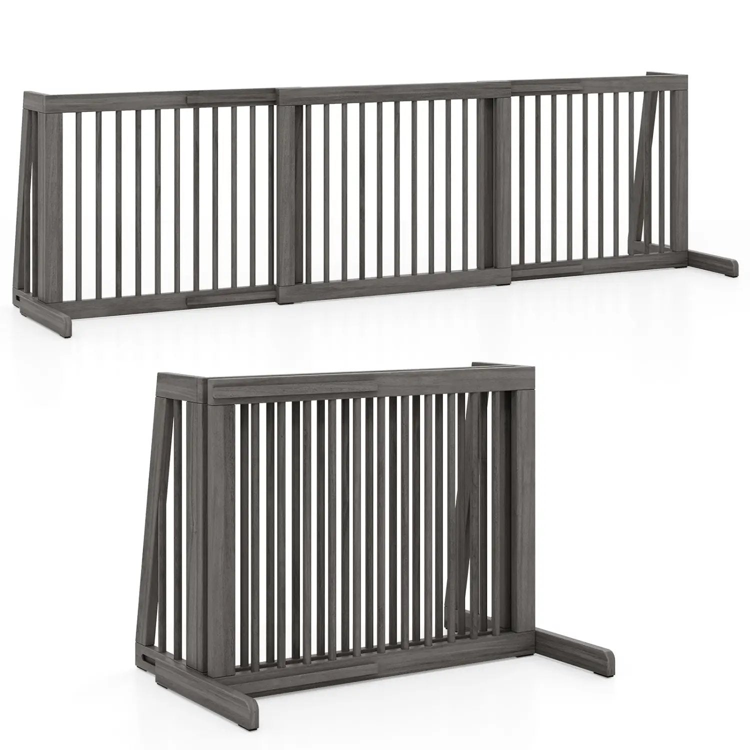 Adjustable 3-Panel Wood Pet Gate - Foldable Dog Fence by DirectDeals