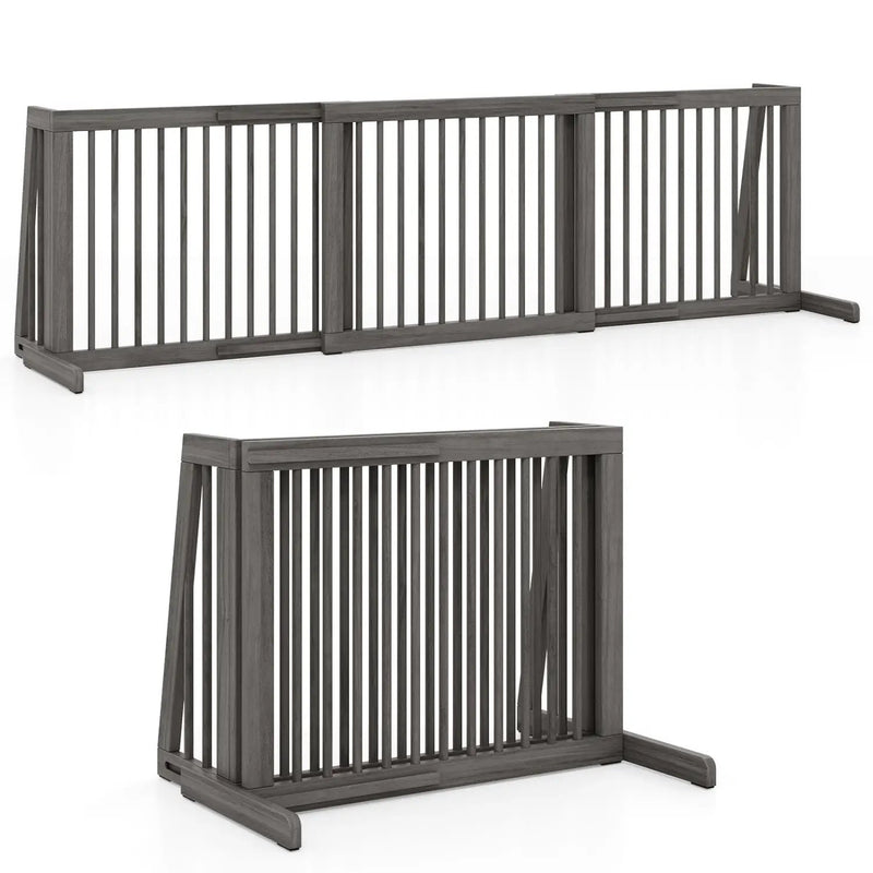 Adjustable 3-Panel Wood Pet Gate - Foldable Dog Fence by DirectDeals