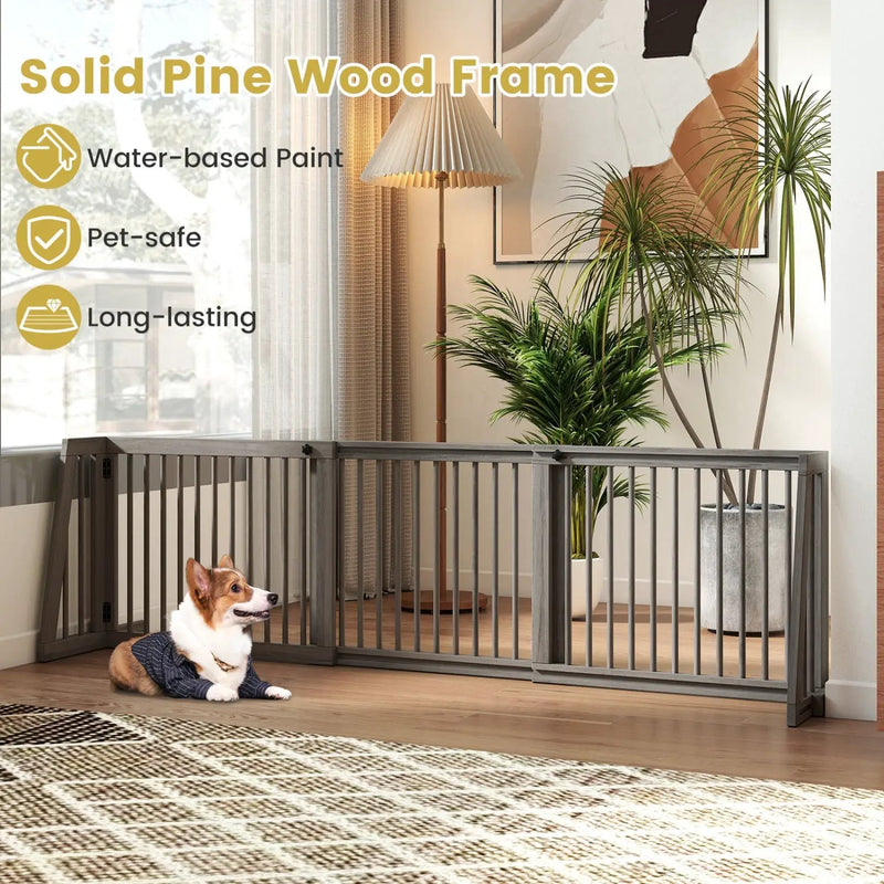 Adjustable 3-Panel Wood Pet Gate - Foldable Dog Fence by DirectDeals