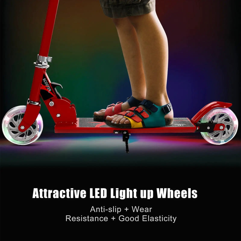 Folding Aluminum Kids Kick Scooter with LED Lights by DirectDeals