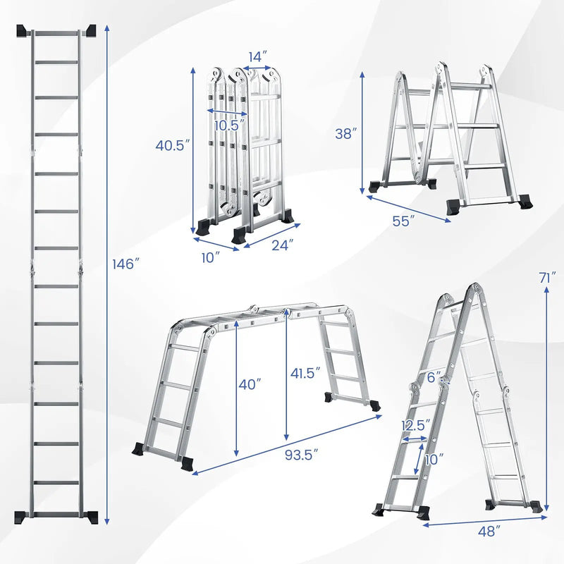 7-in-1 Folding Aluminum Ladder with Anti-Skid Pedal by DirectDeals
