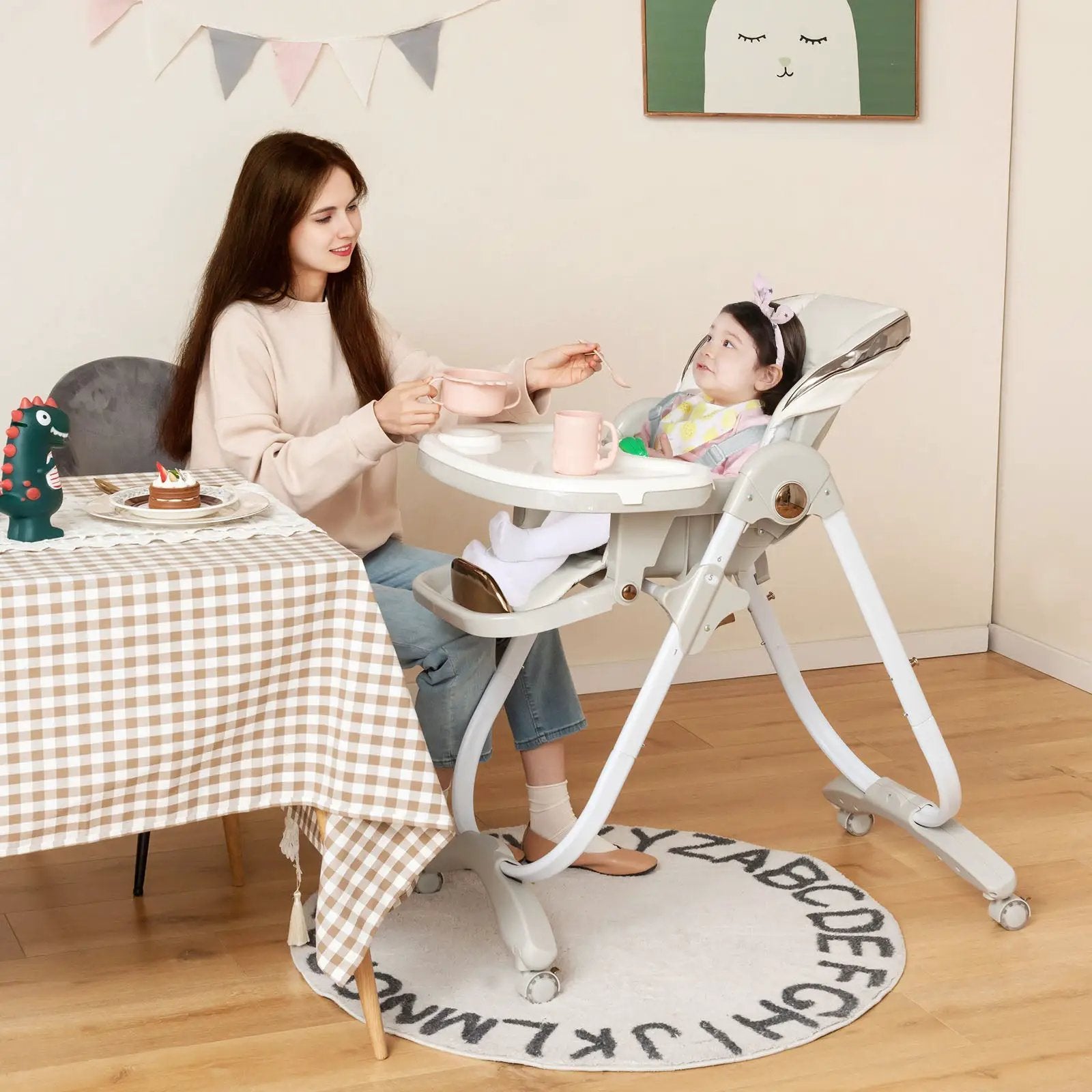 Folding Baby Dining High Chair with Adjustable Height and Recline by DirectDeals