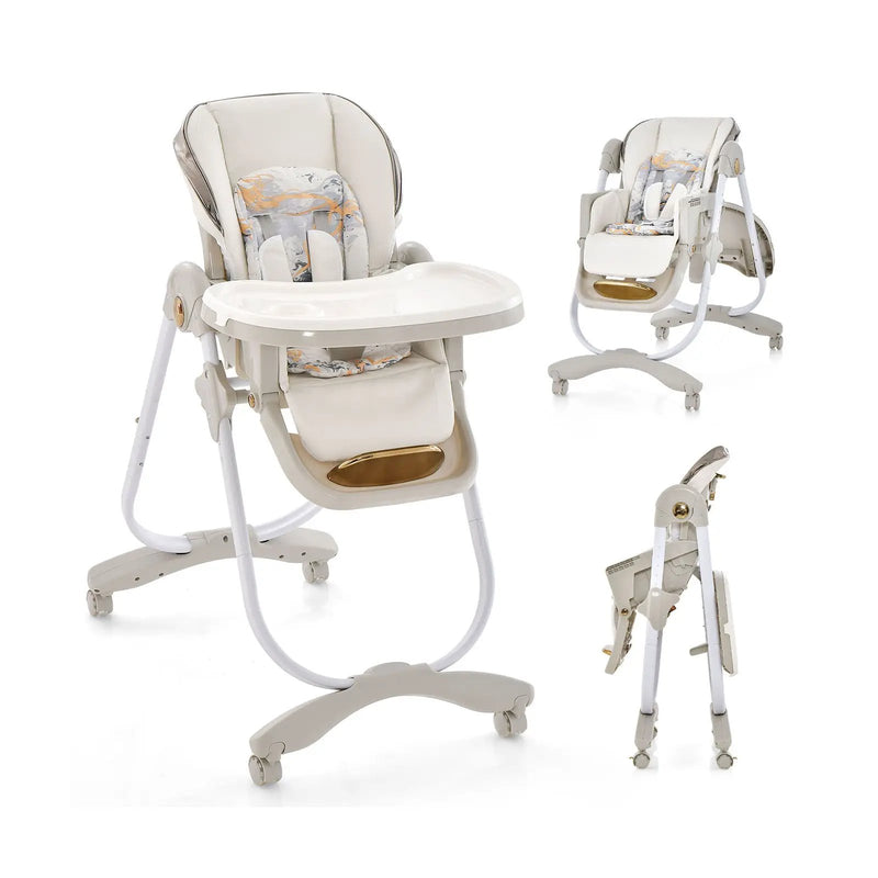 Folding Baby Dining High Chair with Adjustable Height and Recline by DirectDeals