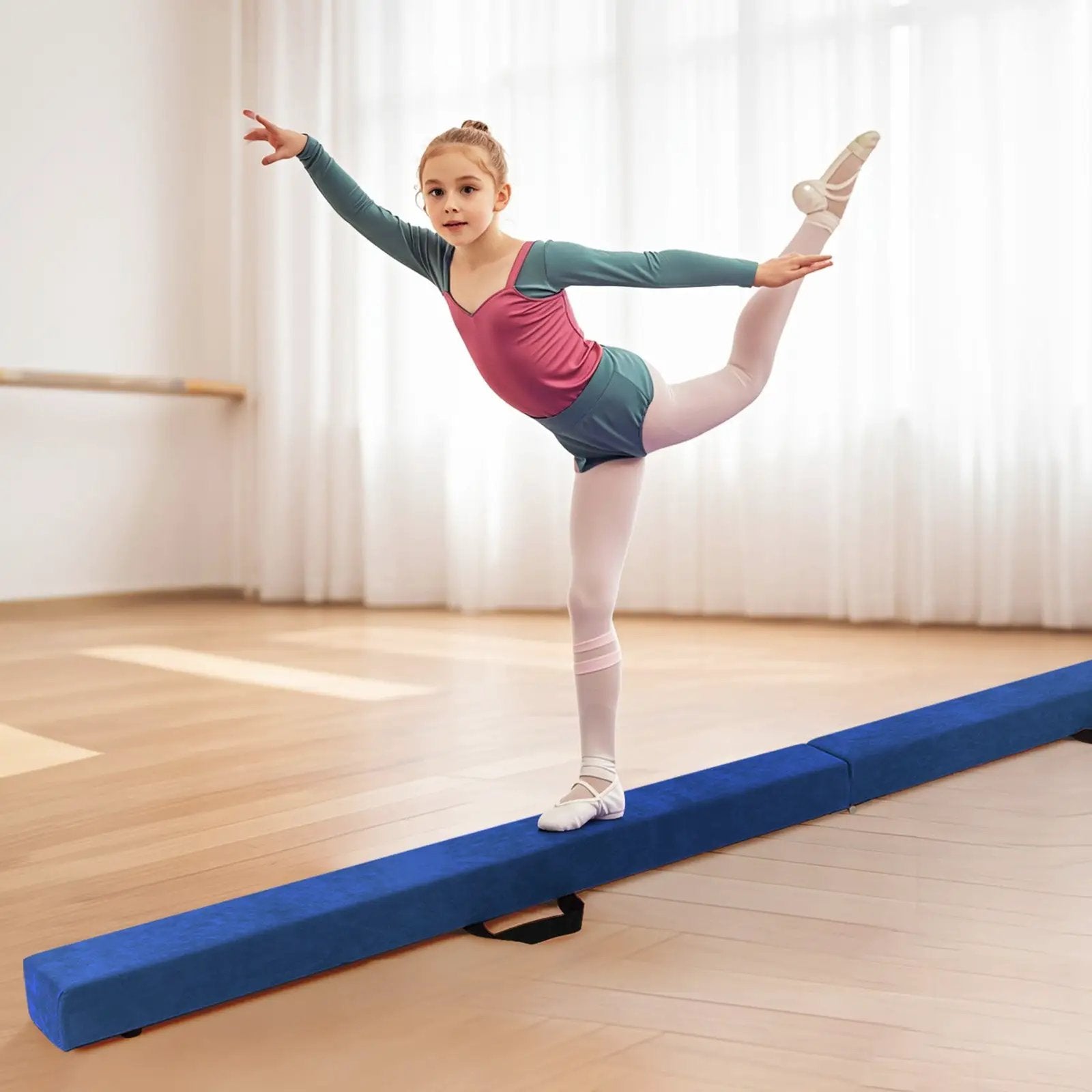 Folding Balance Beam with Solid Wood Base and Anti-slip Bottom by DirectDeals