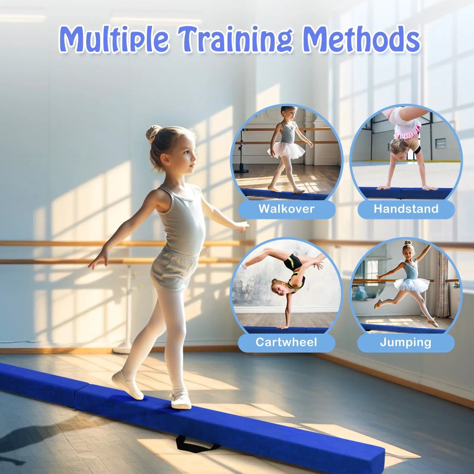 Folding Balance Beam with Solid Wood Base and Anti-slip Bottom by DirectDeals