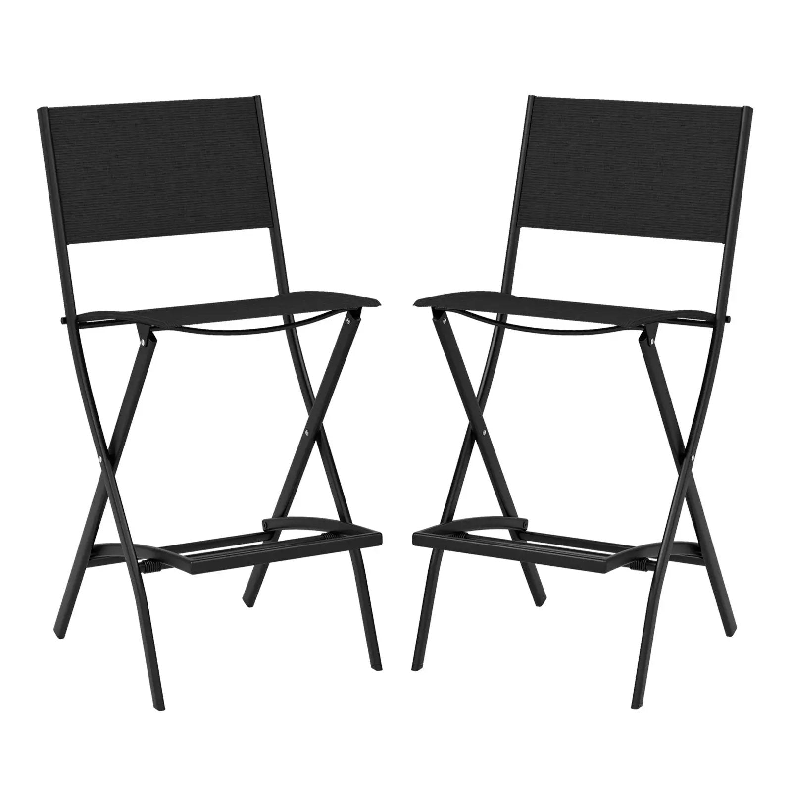 Folding Bar Stools Set of 2 Backrest Humanized Footrest by DirectDeals