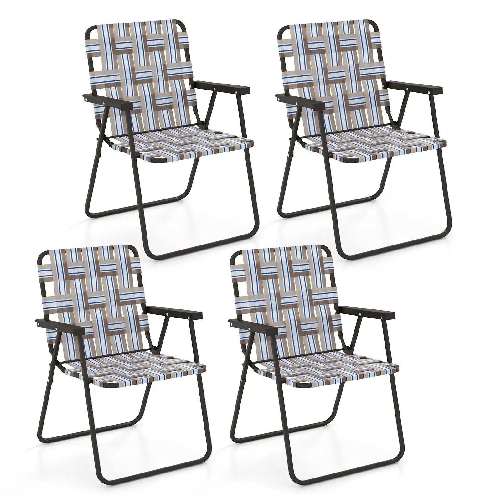 2 Pieces Folding Beach Chair Camping Lawn Webbing Chair by DirectDeals