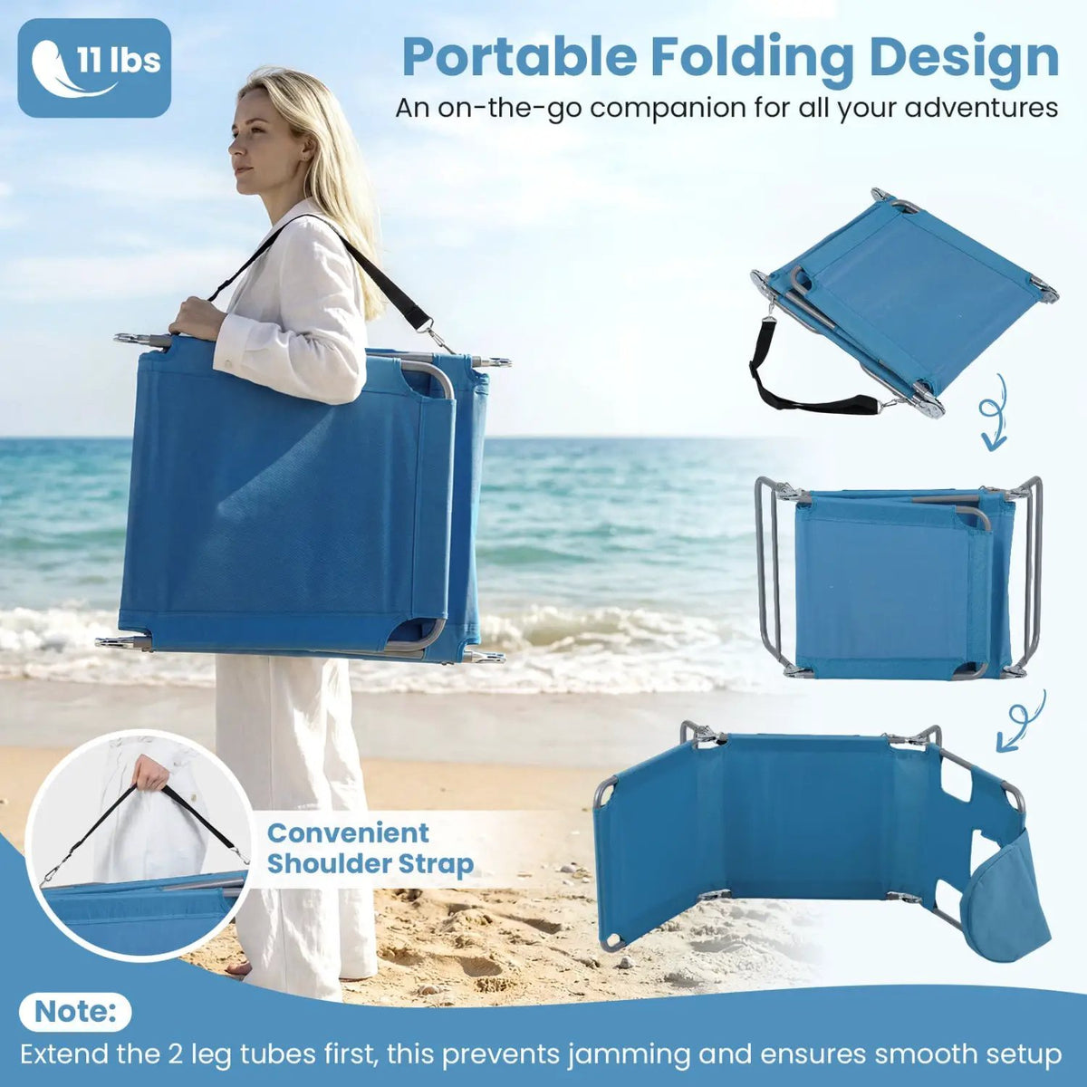 Folding Beach Lounge Chair with Adjustable Backrest for Lawn, photo 36 of 50