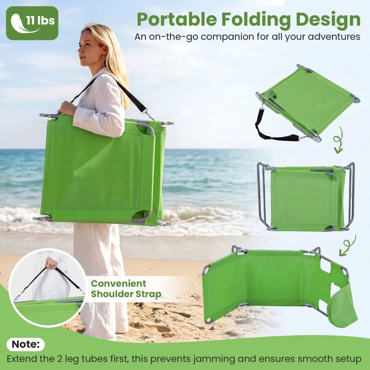 Folding Beach Lounge Chair with Adjustable Backrest for Lawn, photo 29 of 50