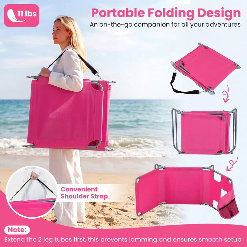 Folding Beach Lounge Chair with Adjustable Backrest for Lawn by DirectDeals