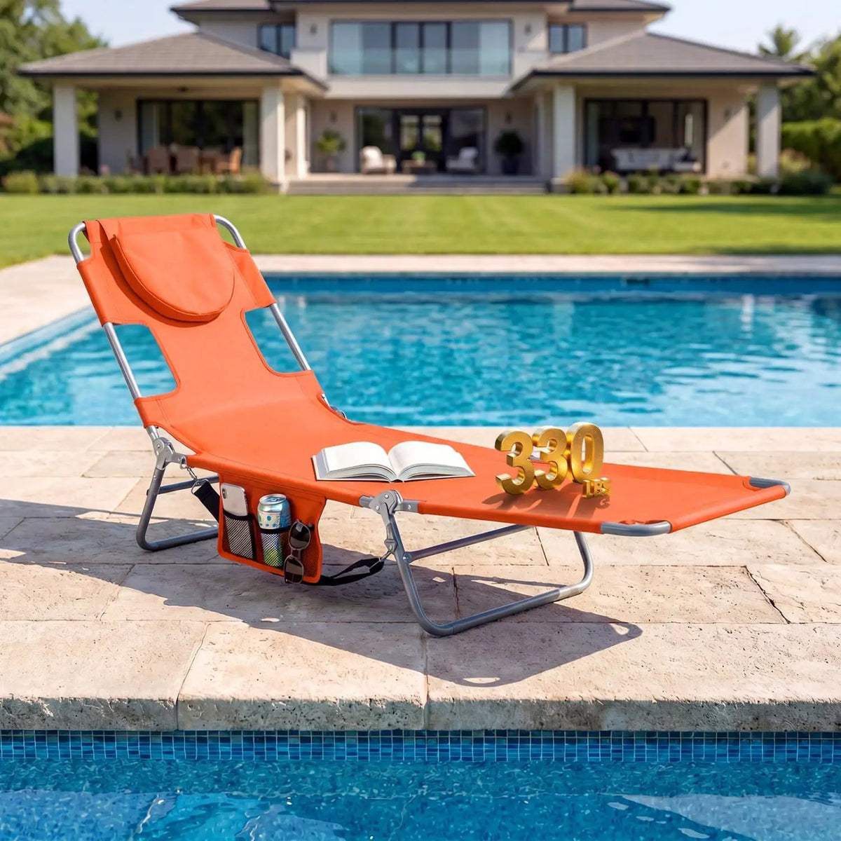 Folding Beach Lounge Chair with Adjustable Backrest for Lawn, photo 12 of 50
