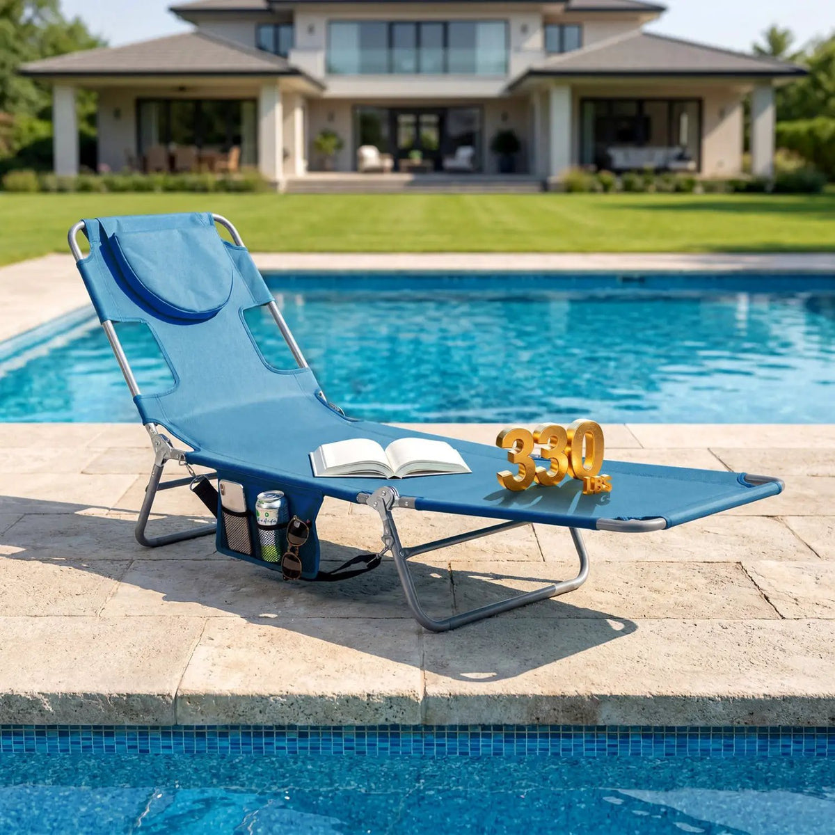 Folding Beach Lounge Chair with Adjustable Backrest for Lawn, photo 33 of 50