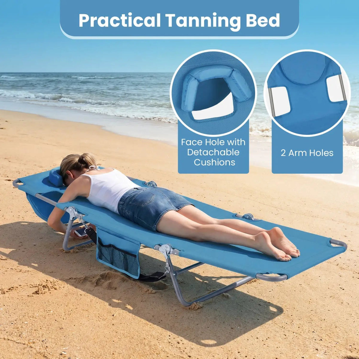 Folding Beach Lounge Chair with Adjustable Backrest for Lawn, photo 35 of 50